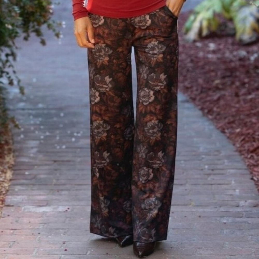 Wide Leg Yoga Casual Pants High Waisted Paisley Patterned Luxury Casual Wear